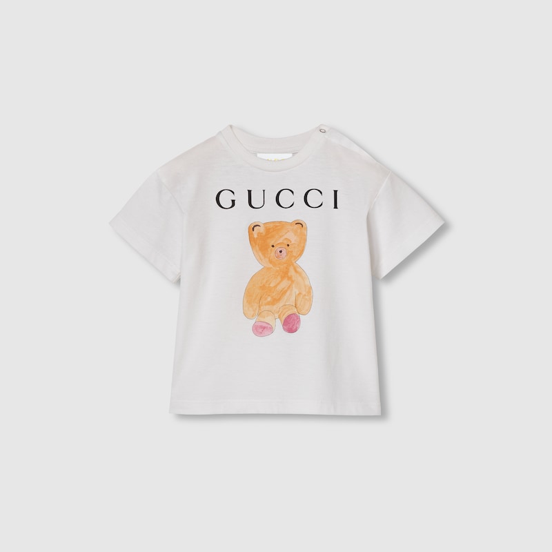 Shop Gucci Printed Cotton T-shirt In White