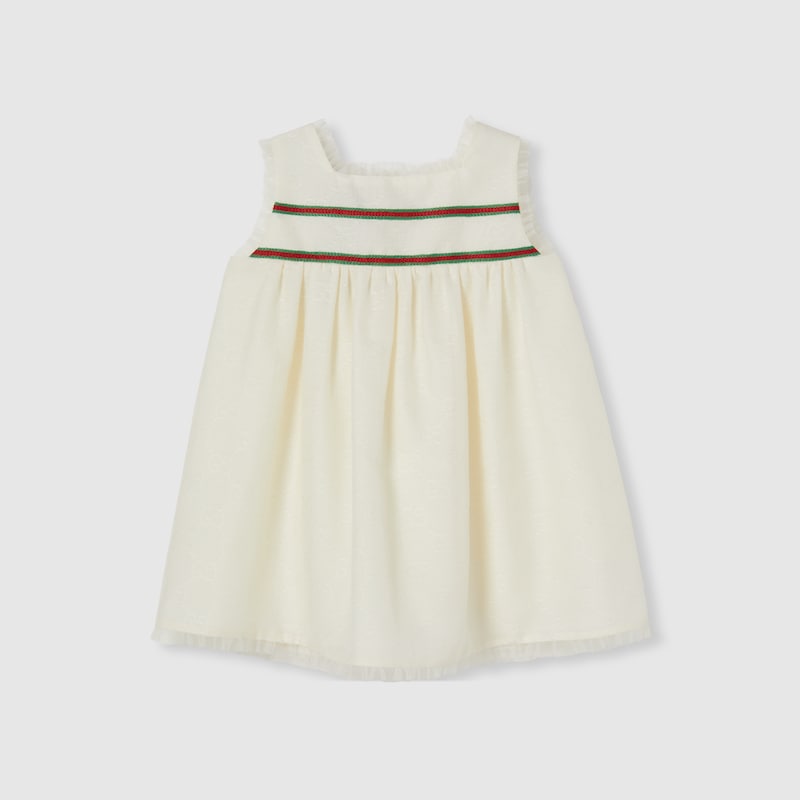 Gucci Gg Cotton Dress With Web In White