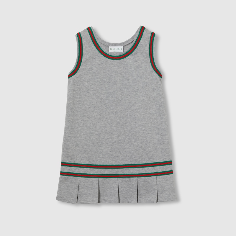 Gucci Cotton Dress With Web In Grey