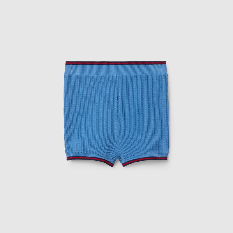 Gucci Cotton Shorts With Web In Blue