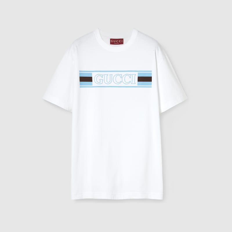 Gucci Printed Cotton Jersey T-shirt In White