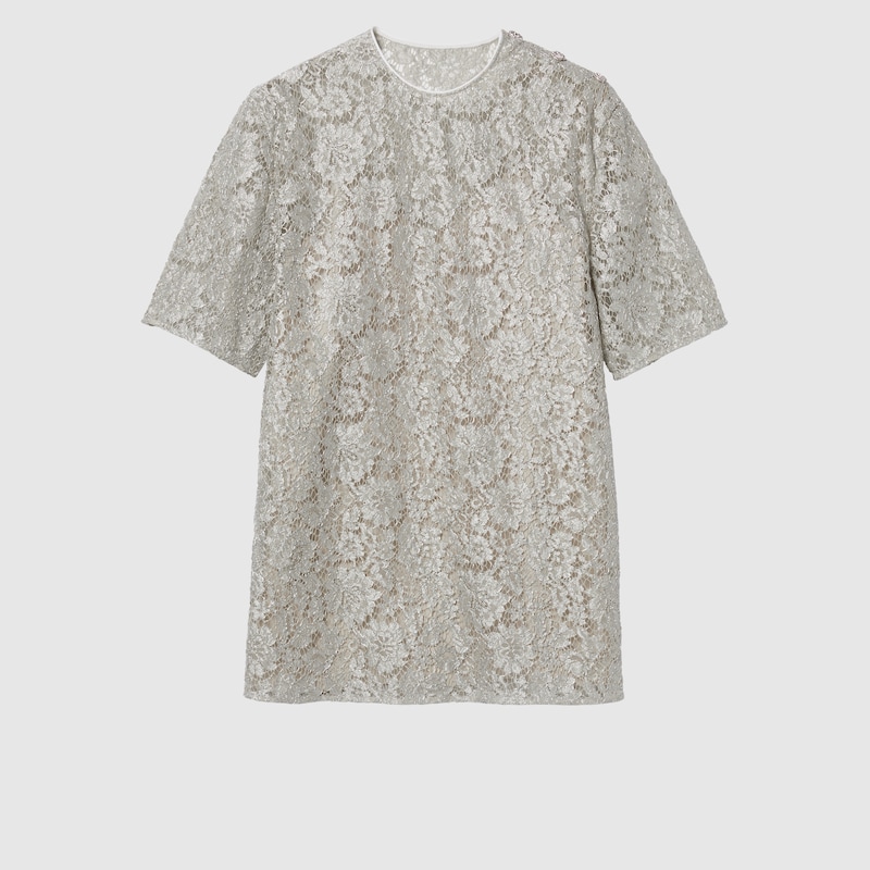 Gucci Floral Lace Lamé Top