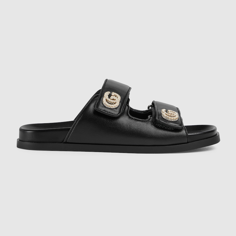 Women's sandal with crystal Double G