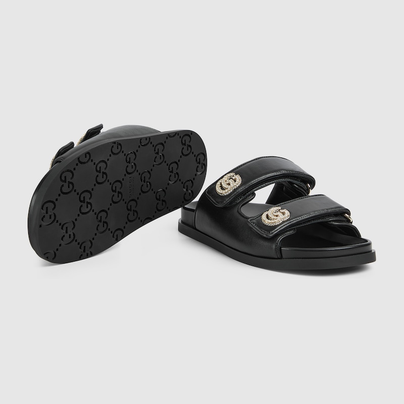 Women's sandal with crystal Double G