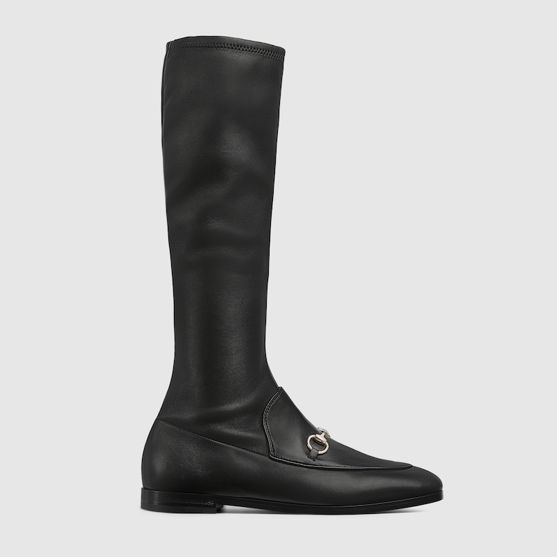 Gucci Leather Knee-high Boots Metal Hardware In Black
