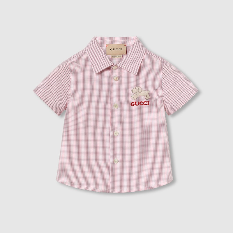 Gucci Embroidered Cotton Shirt In Pink