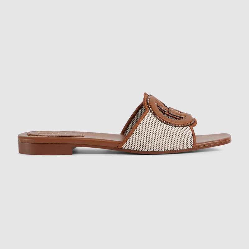 Gucci Gg Interlocking Slide Sandal In Brown