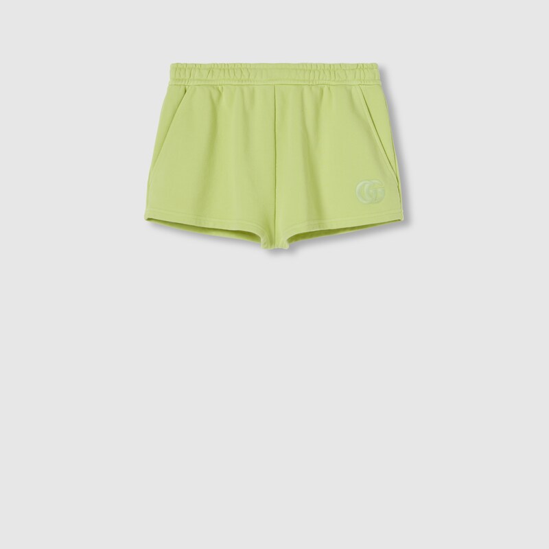 Gucci Embroidered Cotton Jersey Shorts In Green