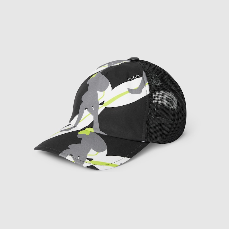 Gucci Printed Cotton Canvas Baseball Hat In Black