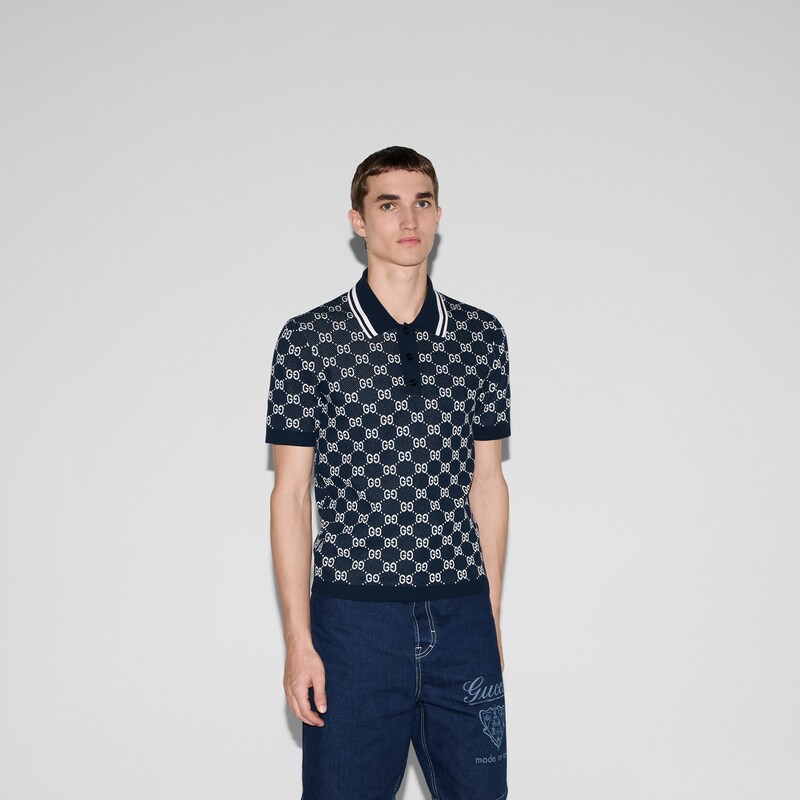 Gucci GG Cotton Knit Jacquard Polo Shirt | Thumbnail 3 Gucci GG Cotton Knit Jacquard Polo Shirt | Thumbnail 3