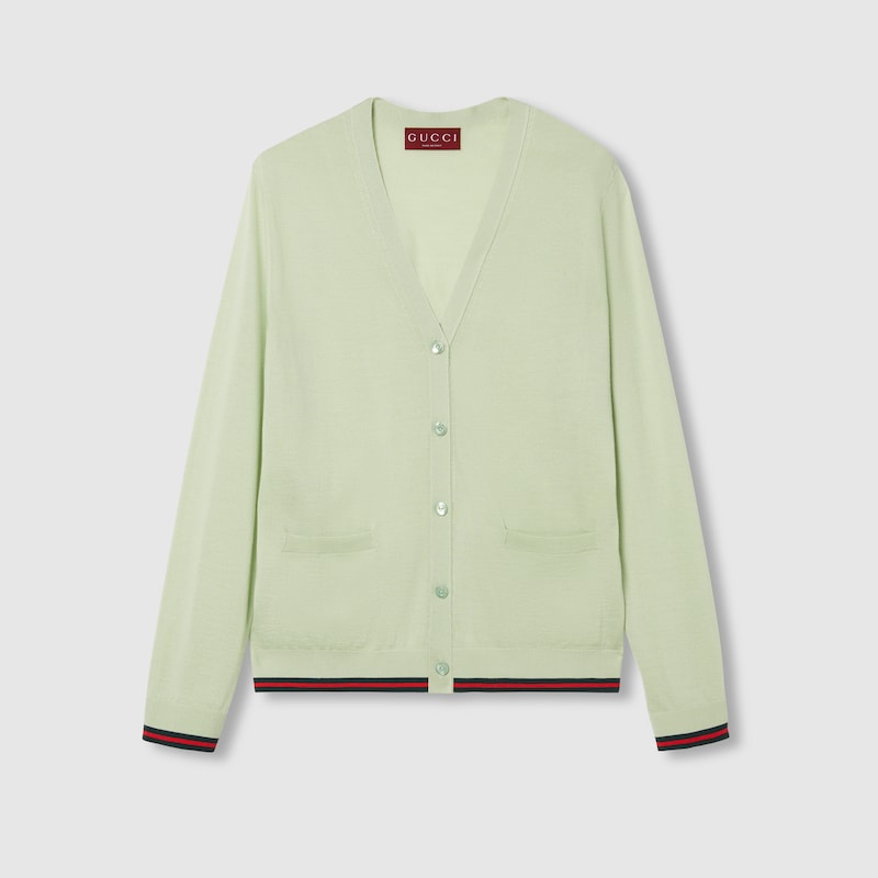Gucci Extra Fine Cashmere Silk Cardigan In Green