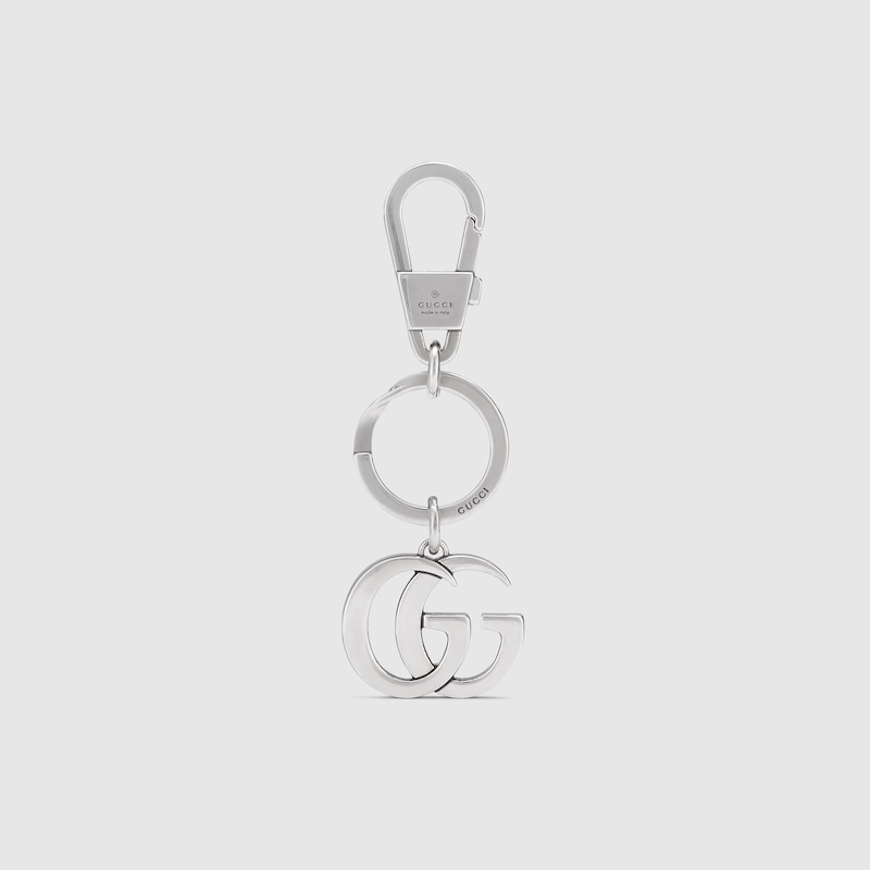 Gucci Double G Keychain In Silver