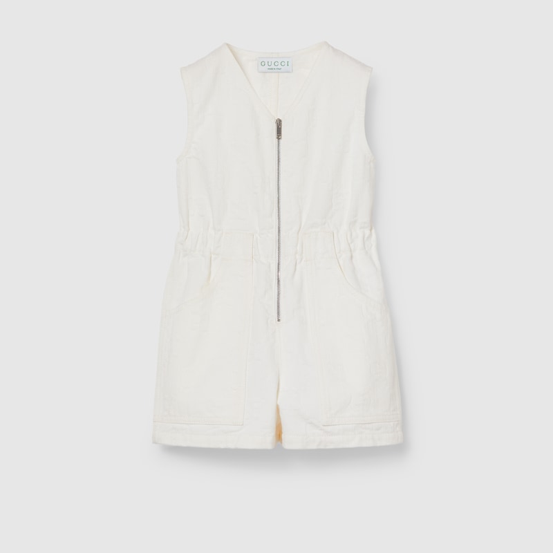 Children's GG denim playsuit with Web