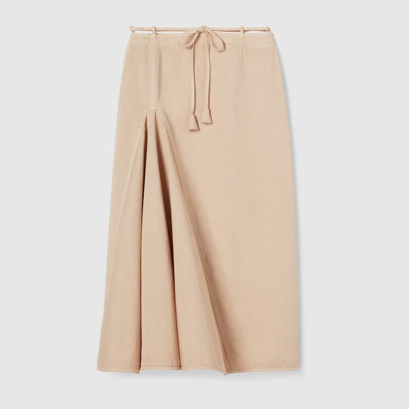Cotton linen skirt with pleats