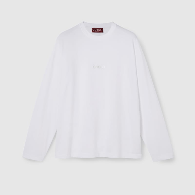 Gucci Long-sleeve Cotton Jersey T-shirt In White