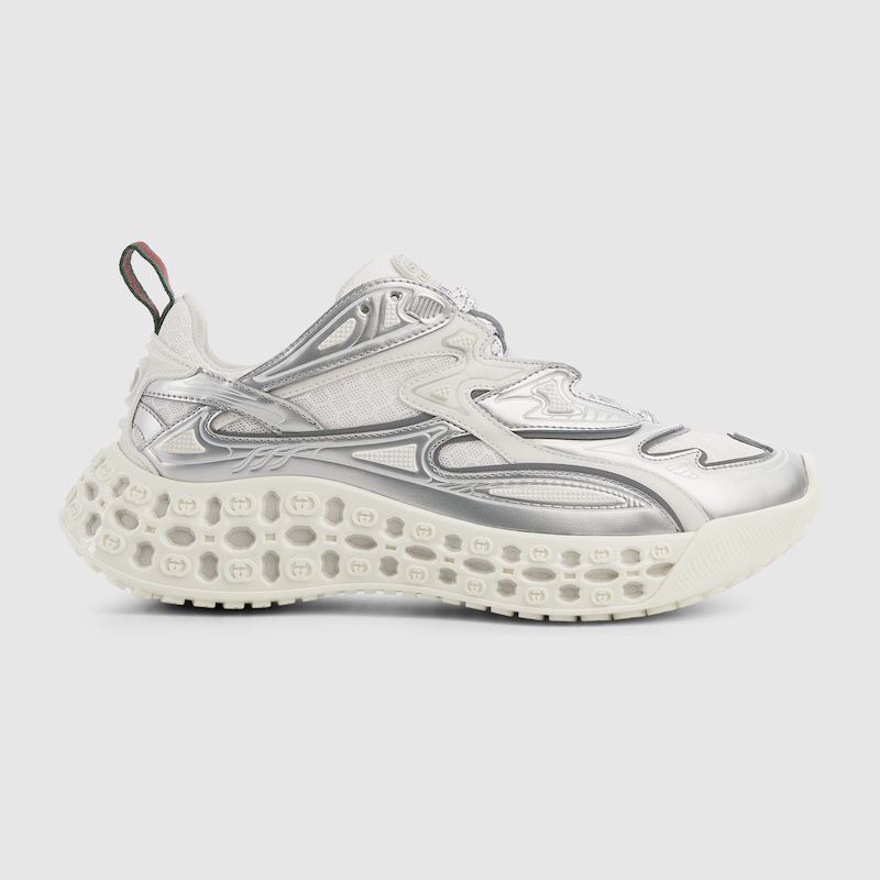 Gucci Two-tone Mesh And Rubber Cub3d Sneakers In Silver
