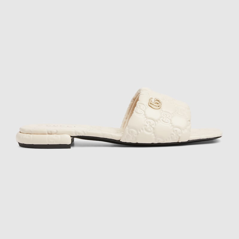 Gucci Women's Slide Sandal With Double G In White