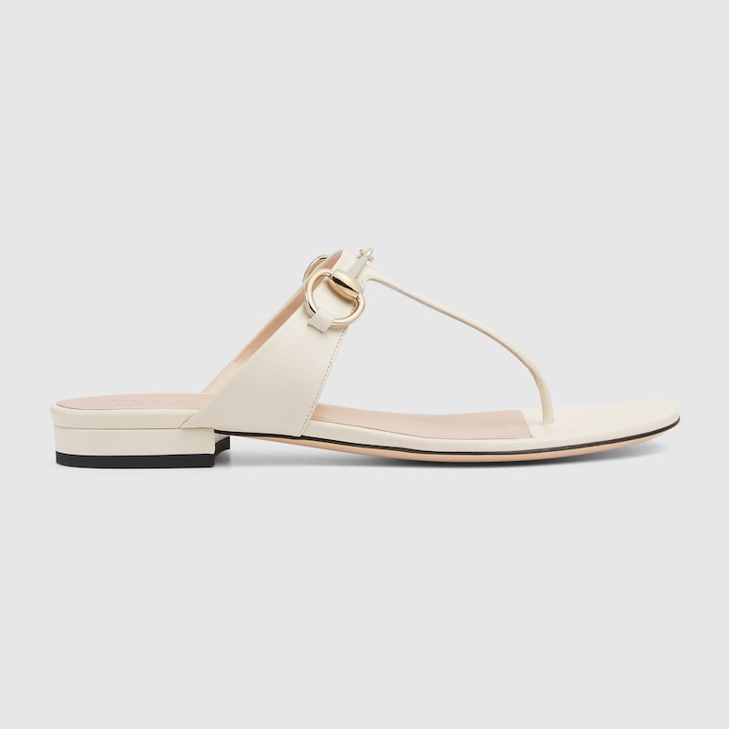 Shop Gucci Women's Thong Sandal With Horsebit In White