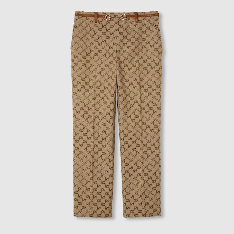 Gucci Tailored Pants With Distinctive Logo Pattern In Brown