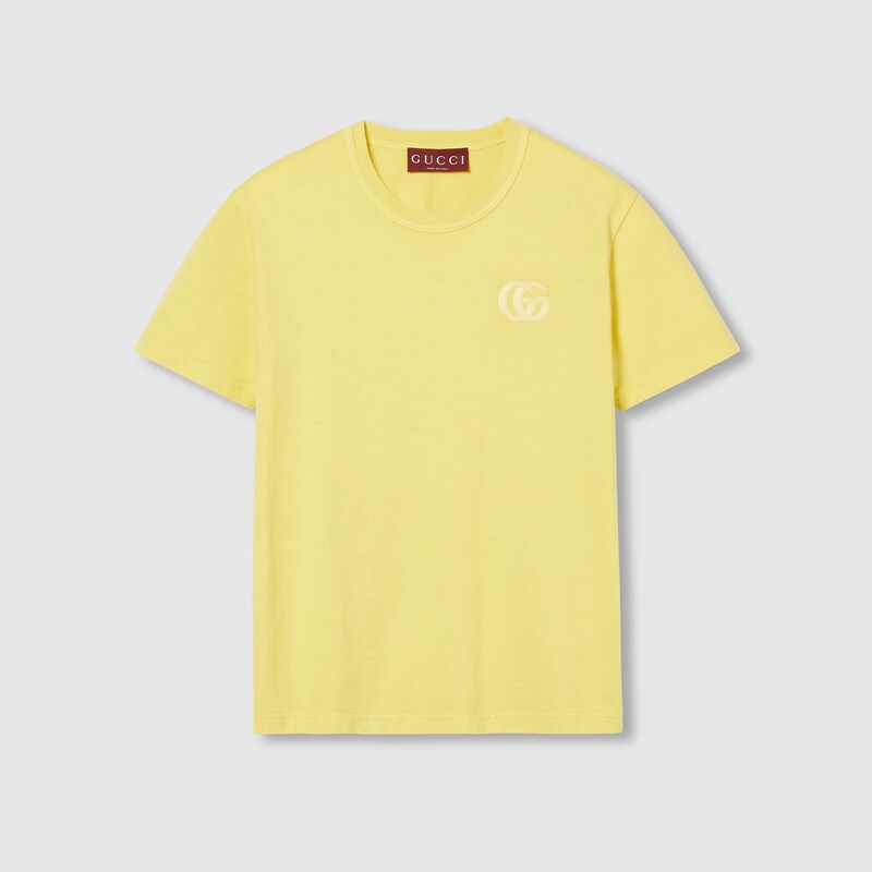Gucci Embroidered Cotton Jersey T-shirt In Yellow