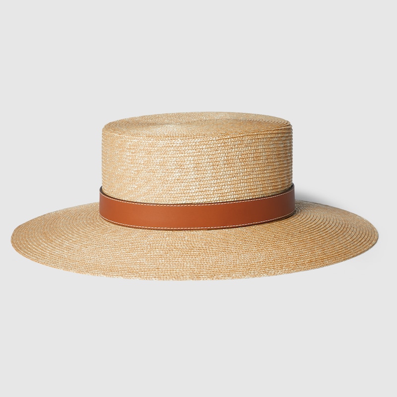 Woven straw boater hat