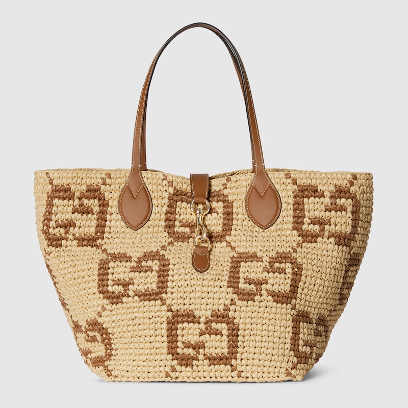 Gucci Woven Medium Tote Bag In Neutral