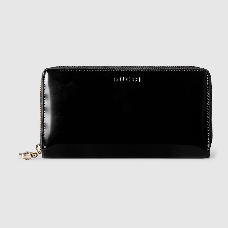 Gucci Zip Around Wallet With Bamboo In Black