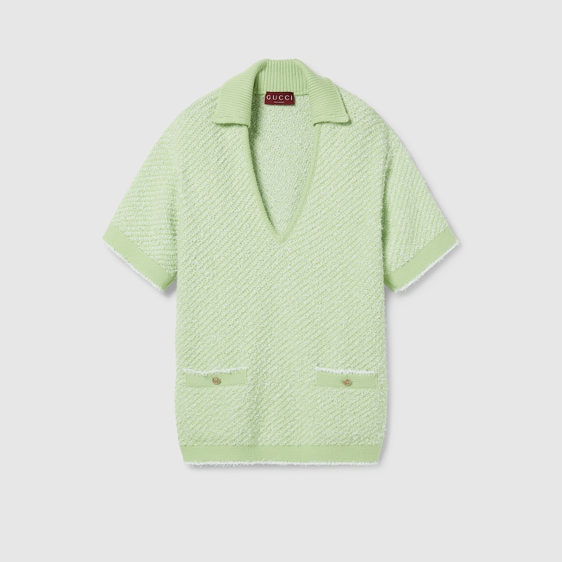 Gucci Cotton Blend Polo Top In Green