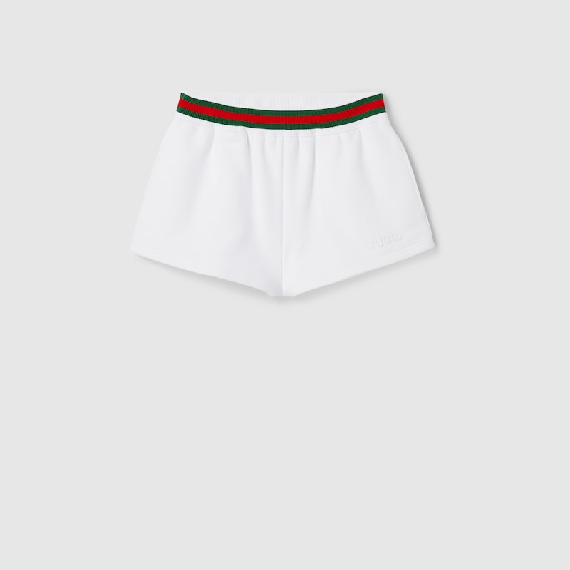 Gucci Cotton Jersey Shorts With Web In White