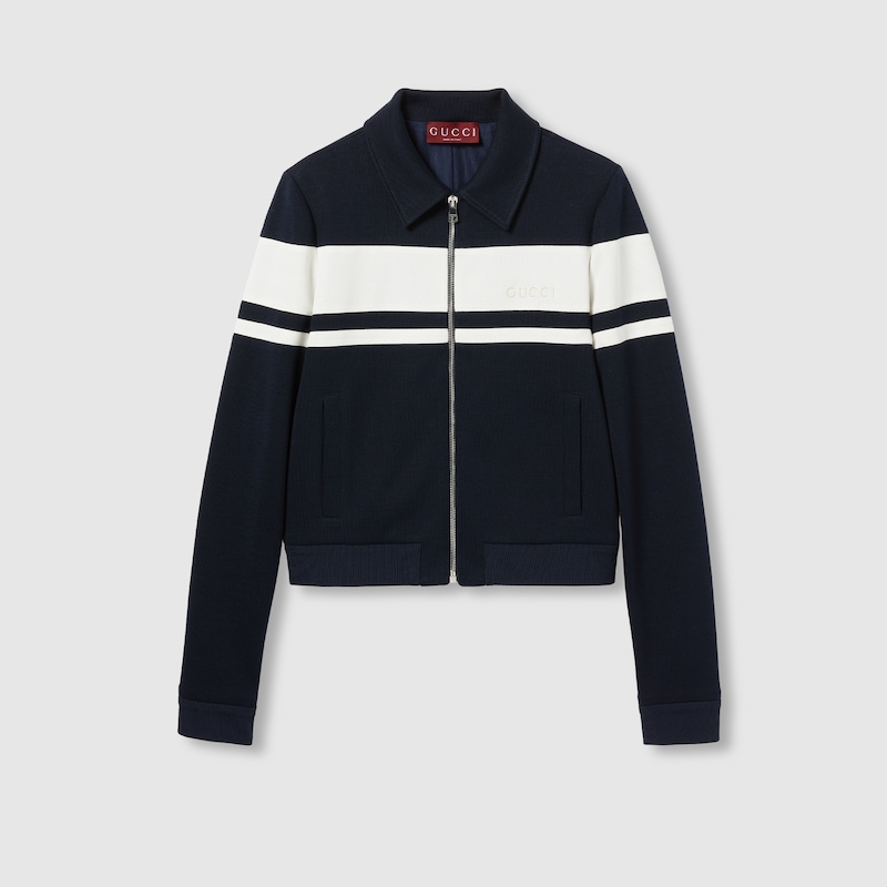 Cotton jersey jacket with embroidery