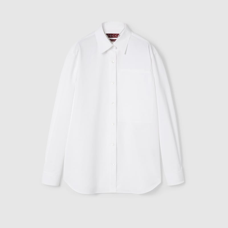 GUCCI GUCCI COTTON POPLIN SHIRT WITH GUCCI LOGO
