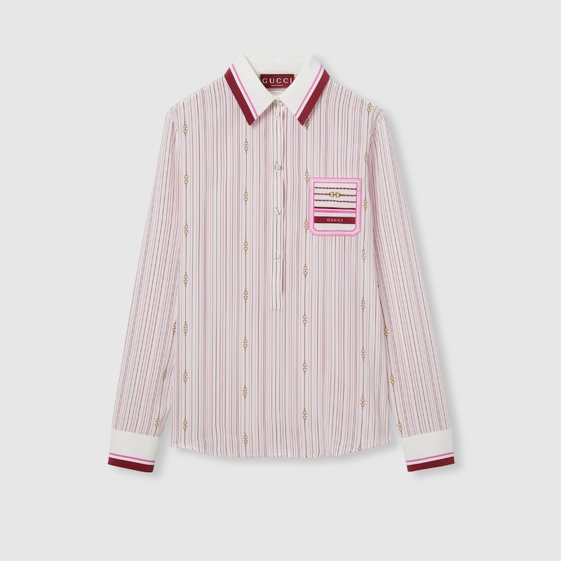 Gucci Printed Silk Shirt In White