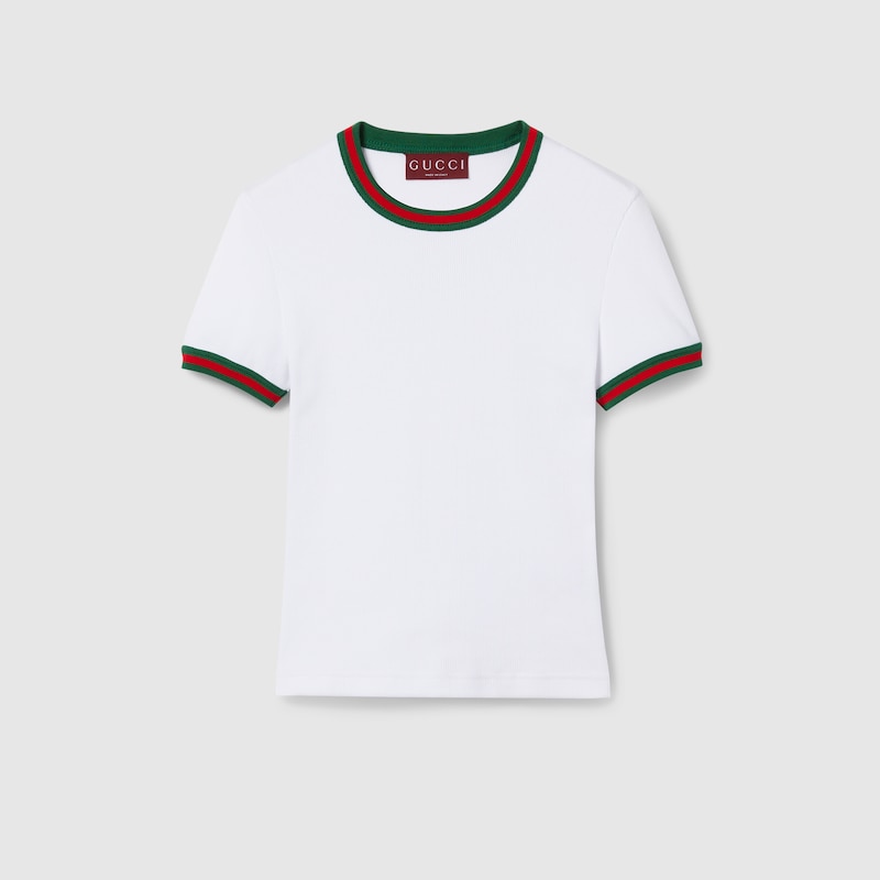 Tシャツ・カットソー GUCCI WEB DETAIL COTTON T-SHIRT Gucci Cotton rib T-shirt with Web | Yorkdale Mall