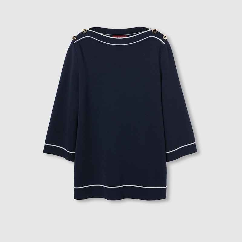Gucci Fine Wool Top In Blue