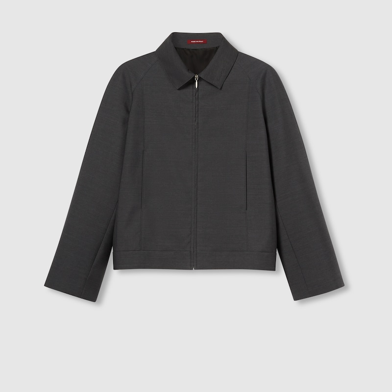 Gucci Wool Bomber Jacket In Black