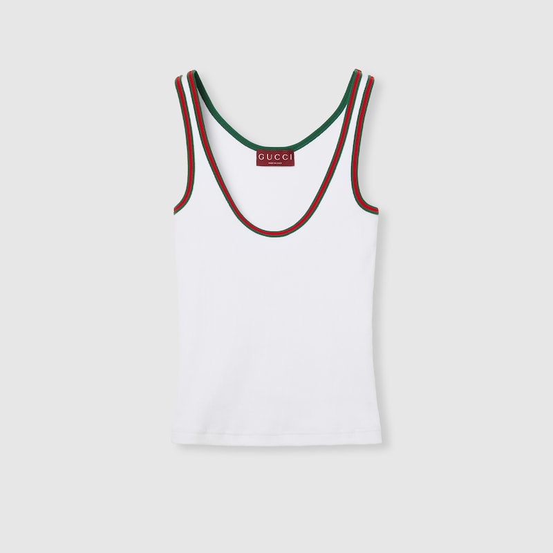Gucci Classic Sleeveless Tank Top With Contrasting Trim In White