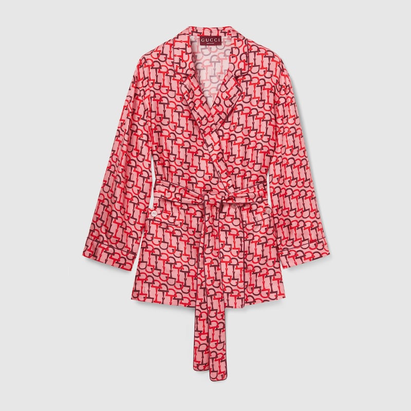 832900 Z7AP0 5057 001 100 0000 Light Camicia in seta stampata con nastro annodabile