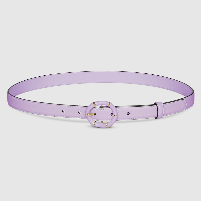 Gucci Thin Belt With Round Bamboo Buckle In Purple