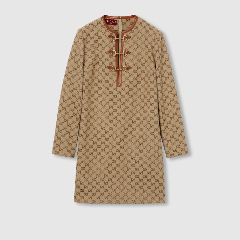 Gucci Gg Canvas Dress With Horsebit In Multi