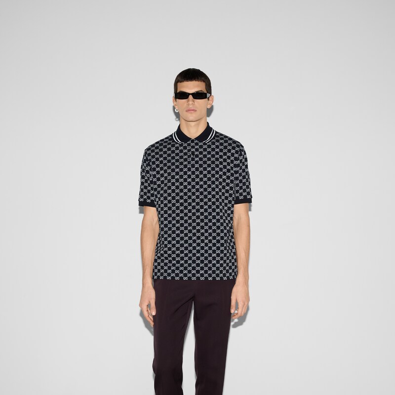 Gucci GG Cotton Piquet Jacquard Polo Shirt | Thumbnail 3 Gucci GG Cotton Piquet Jacquard Polo Shirt | Thumbnail 3