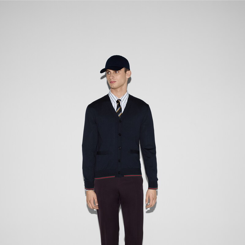 Gucci Wool Knit Cardigan With Web | Thumbnail 3