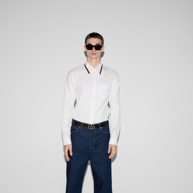 Gucci Oxford Cotton Shirt With Web | Thumbnail 3 Gucci Oxford Cotton Shirt With Web | Thumbnail 3