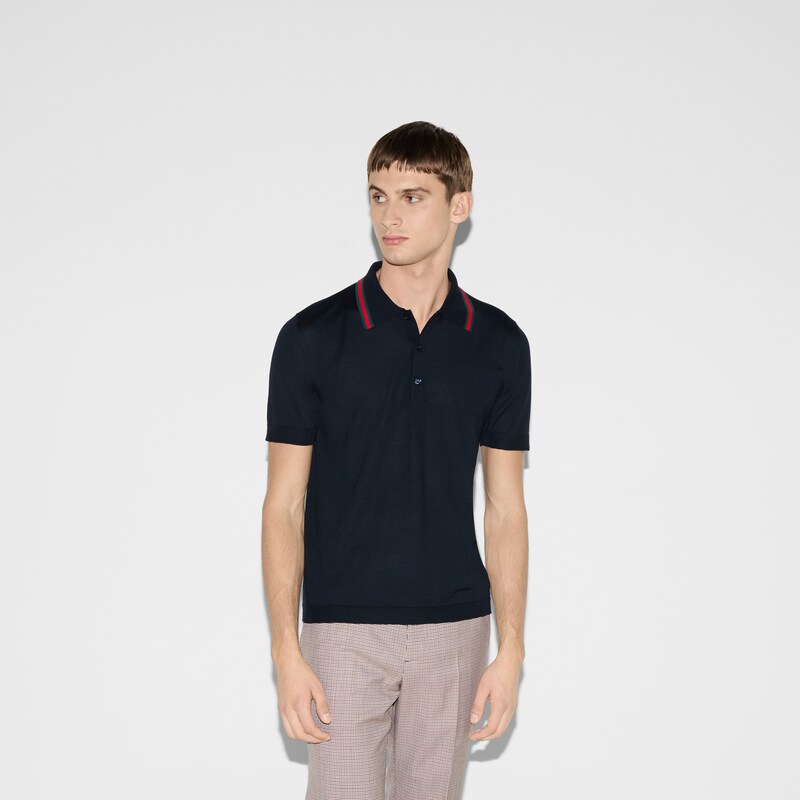 Gucci Wool Knit Polo Shirt With Web | Thumbnail 3 Gucci Wool Knit Polo Shirt With Web | Thumbnail 3