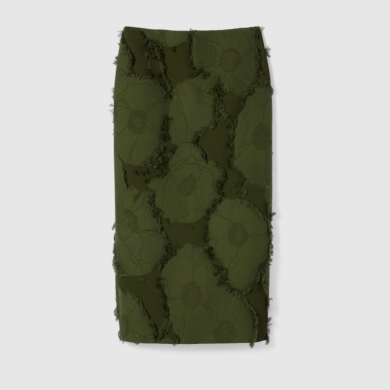 Gucci Cotton Wool Blend Mid-length Skirt In Green