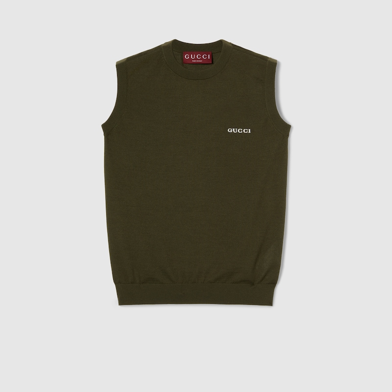 Gucci Cashmere Silk Sleeveless Top In Green