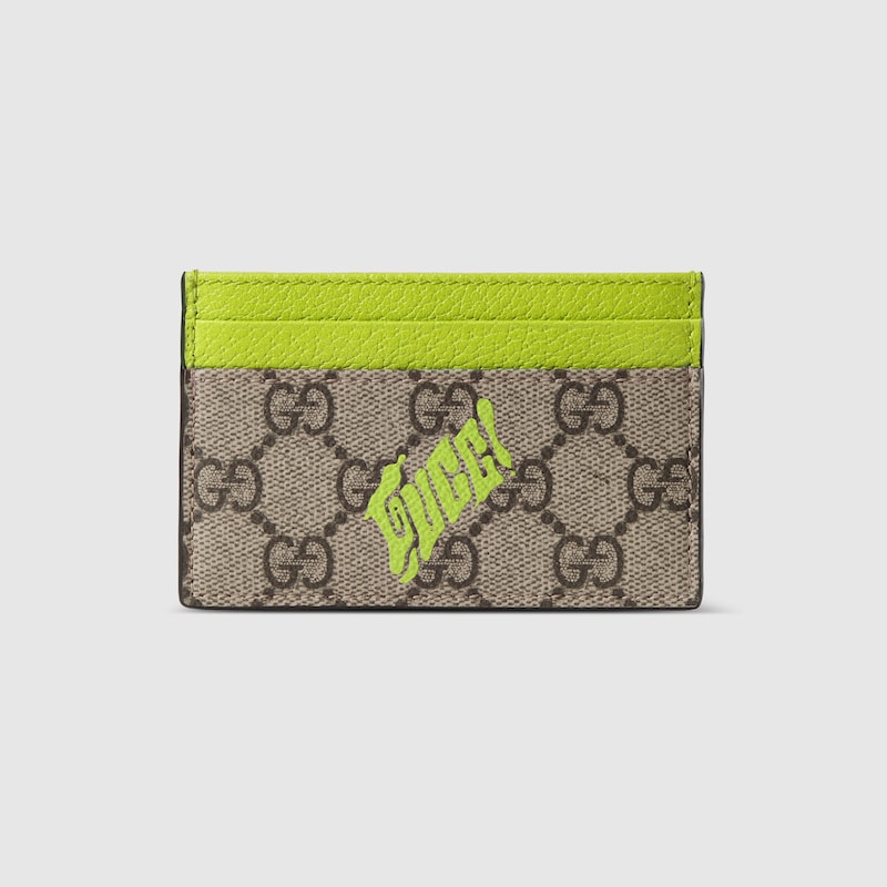 Gucci Bi-color Gg Monogram Card Case In Beige