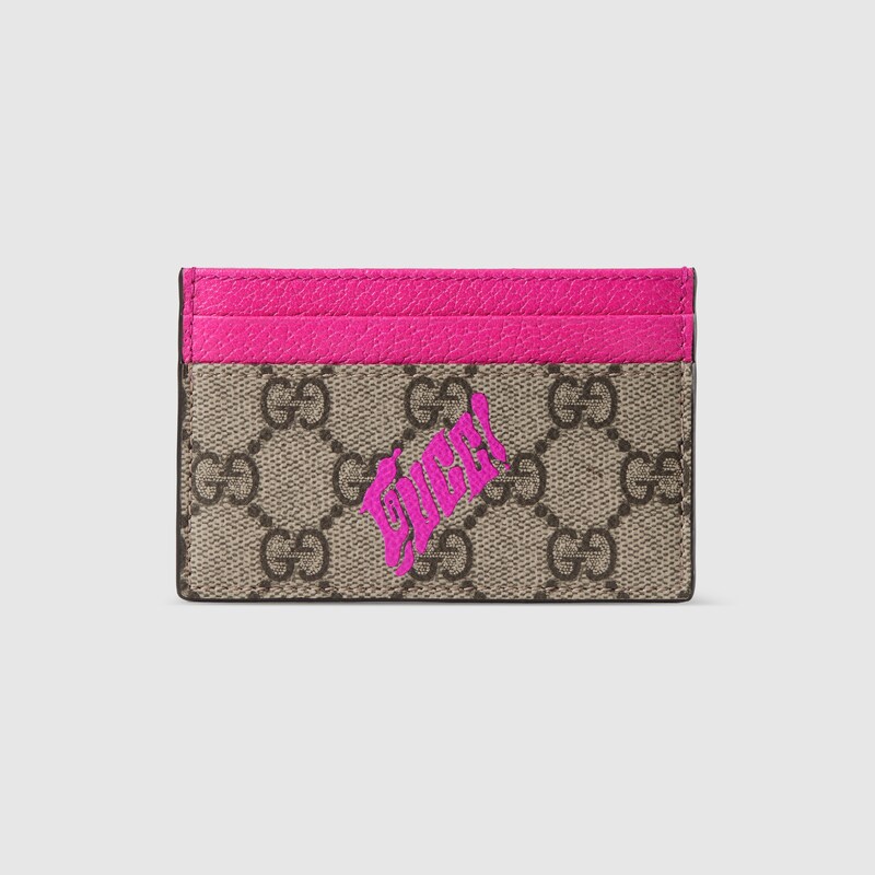 Gucci Bi-color Gg Monogram Card Case In Beige