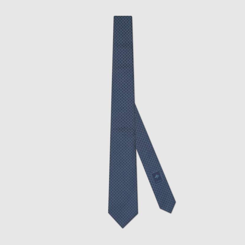 Gucci Gg Silk Jacquard Tie In Blue