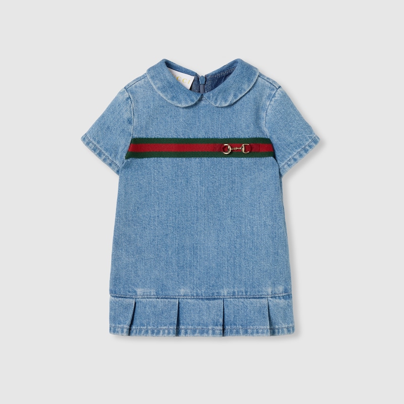 Shop Gucci Denim Dress With Web