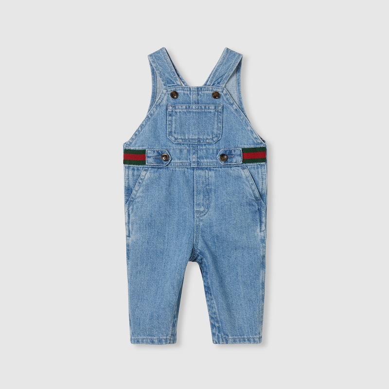 Gucci Babies' Denim Overalls With Web